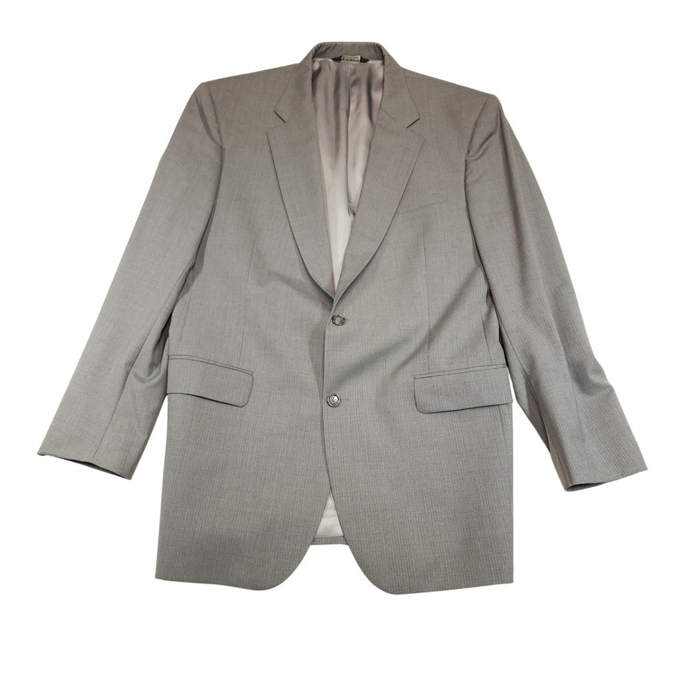 Jos. A. Bank Suit Jacket Mens 42L Gray Striped Wool Two Button Blazer Long
